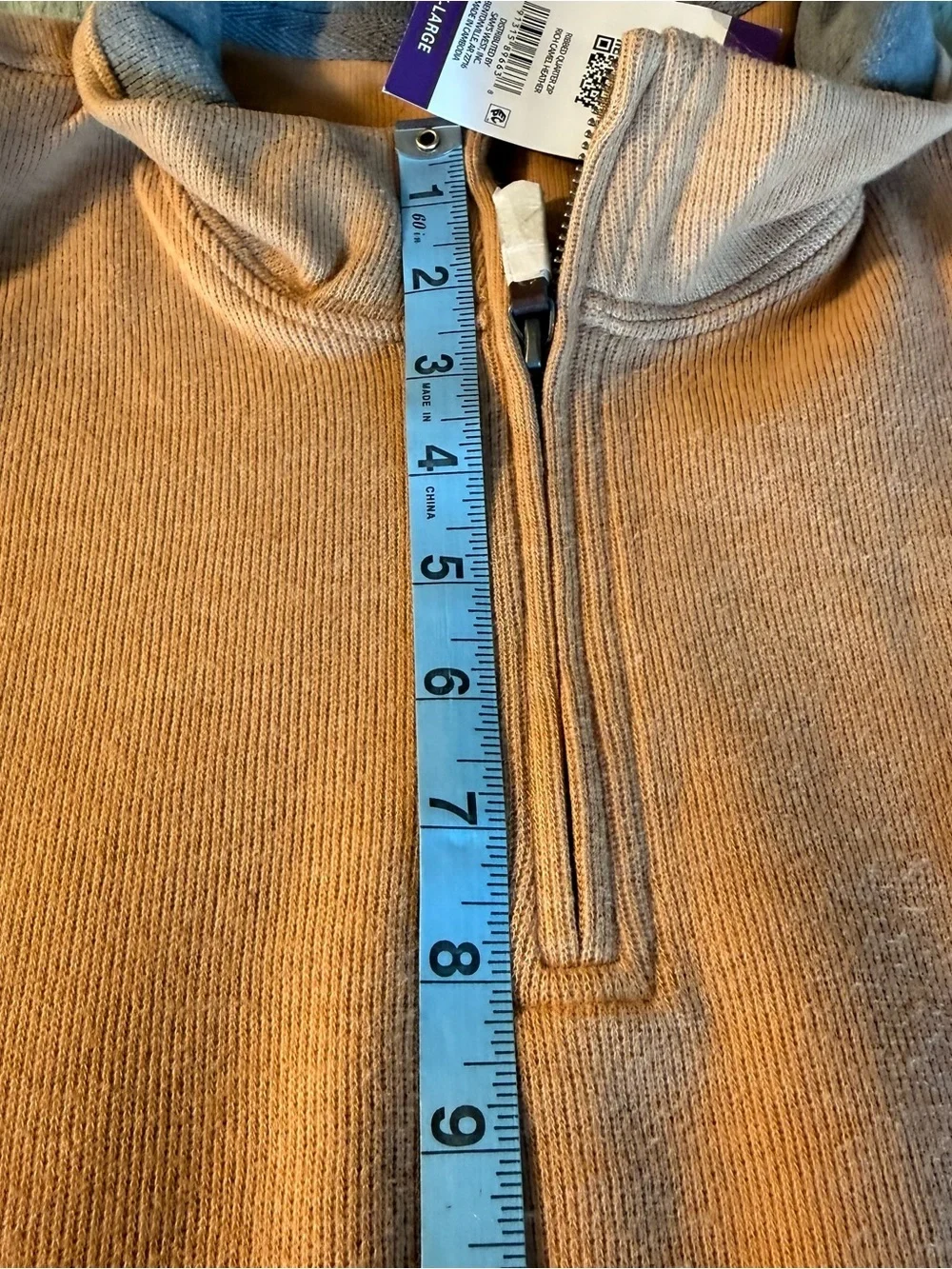 Lands’ End Men’s 2XL Quarter Zip Pullover Camel Ribbed Sweater